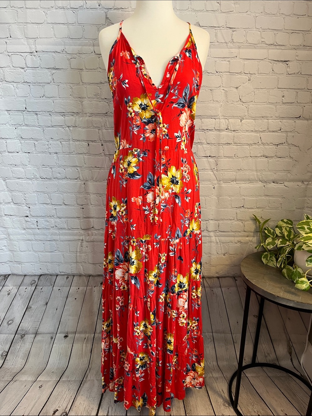 Band of Gypsies Red Floral Maxi Dress